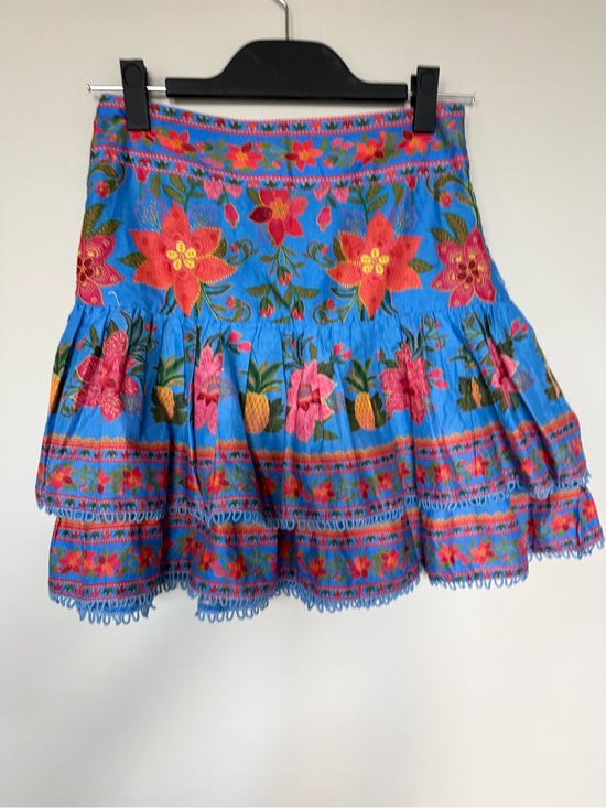FARM Rio Dresses & Skirts - FARM Rio Turquoise Floral & Pineapple Tiered Mini Skirt